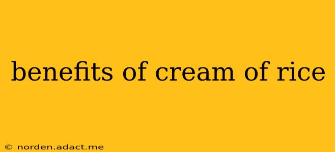 benefits of cream of rice
