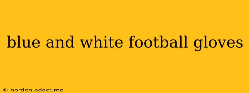 blue and white football gloves