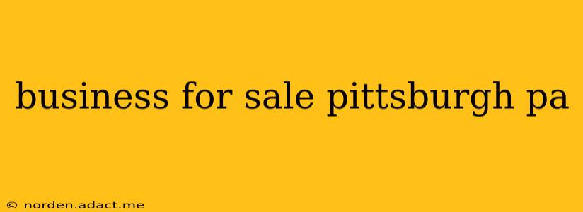 business for sale pittsburgh pa