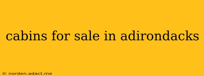 cabins for sale in adirondacks