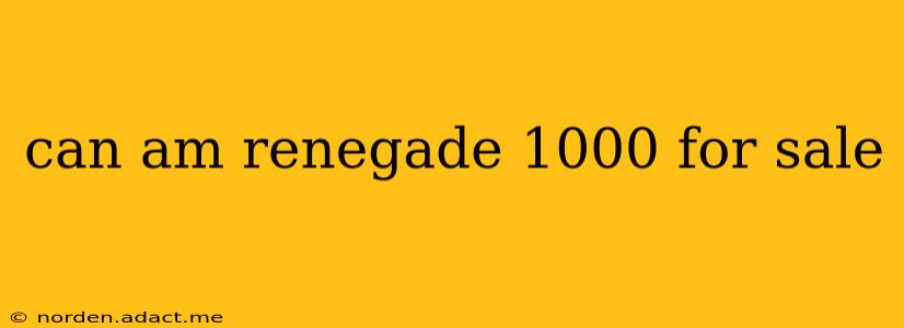 can am renegade 1000 for sale