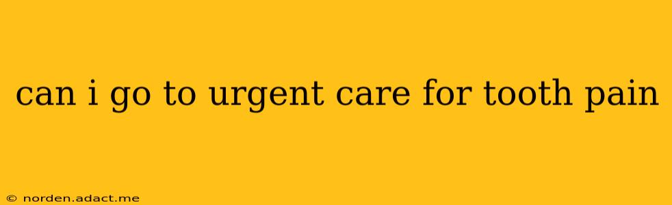 can i go to urgent care for tooth pain