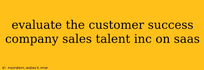 evaluate the customer success company sales talent inc on saas