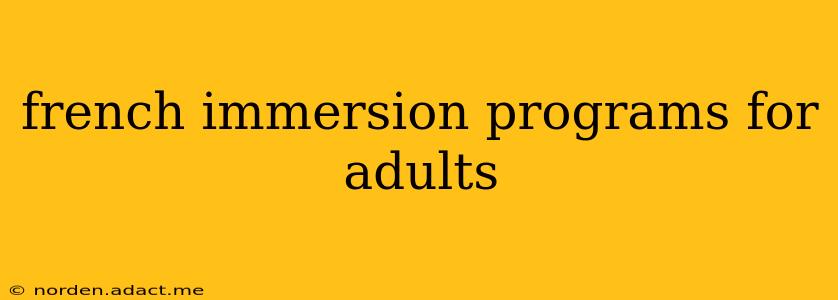 french immersion programs for adults