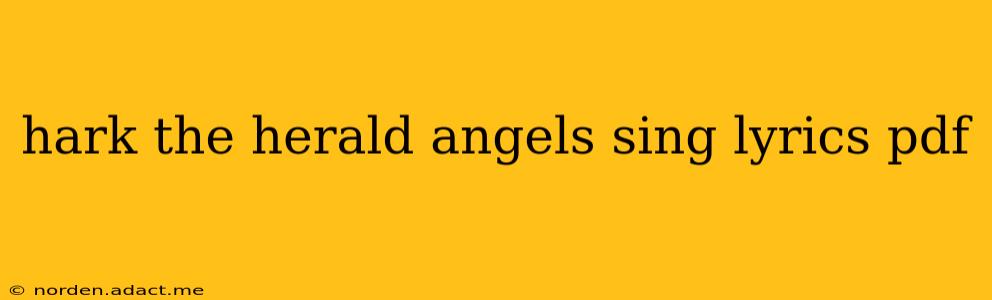 hark the herald angels sing lyrics pdf