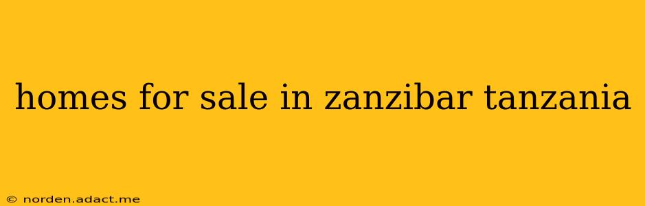 homes for sale in zanzibar tanzania