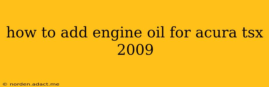 how to add engine oil for acura tsx 2009