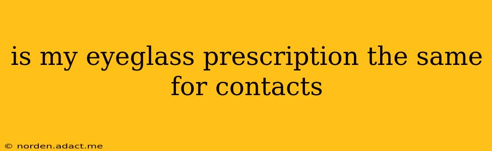 is my eyeglass prescription the same for contacts