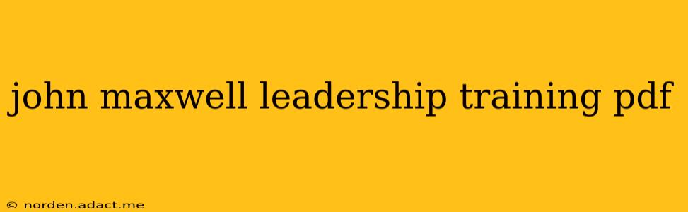 john maxwell leadership training pdf