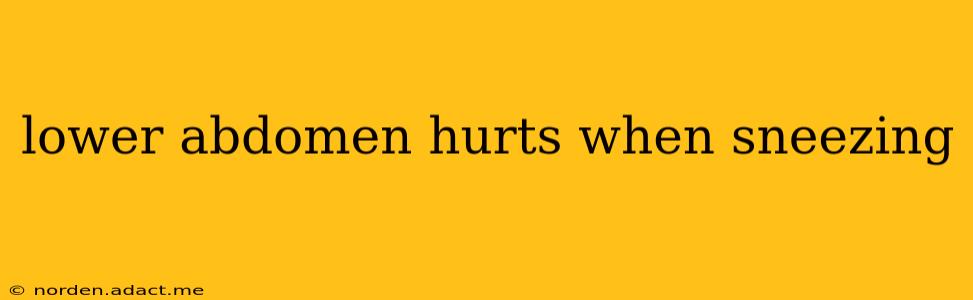 lower abdomen hurts when sneezing