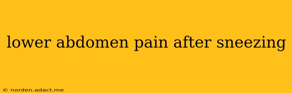 lower abdomen pain after sneezing