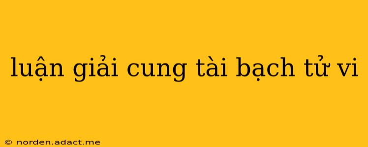 luận giải cung tài bạch tử vi