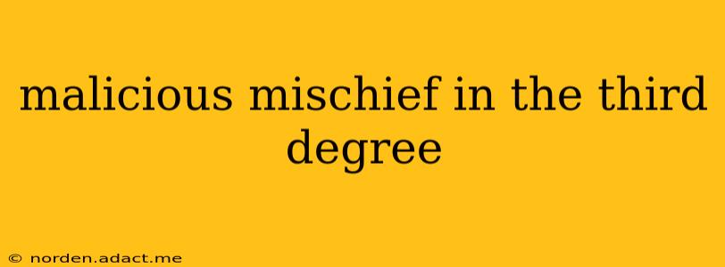 malicious mischief in the third degree