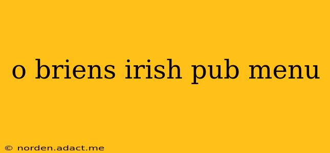 o briens irish pub menu