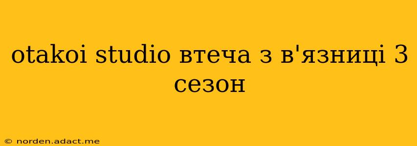 otakoi studio втеча з в'язниці 3 сезон