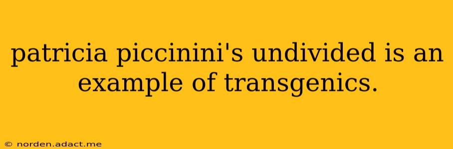 patricia piccinini's undivided is an example of transgenics.