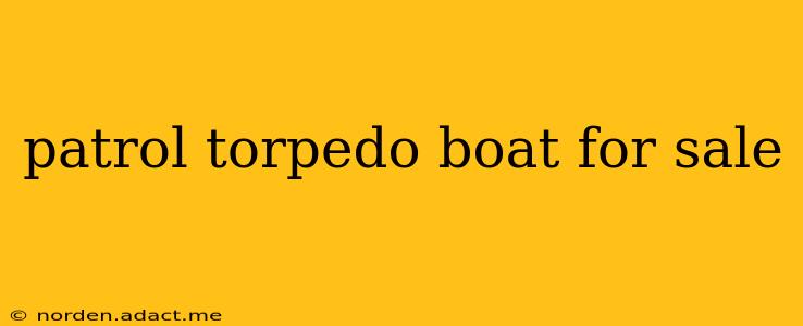 patrol torpedo boat for sale