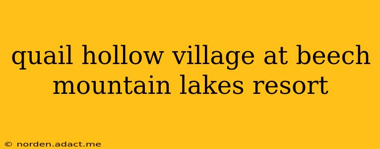 quail hollow village at beech mountain lakes resort