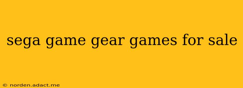 sega game gear games for sale
