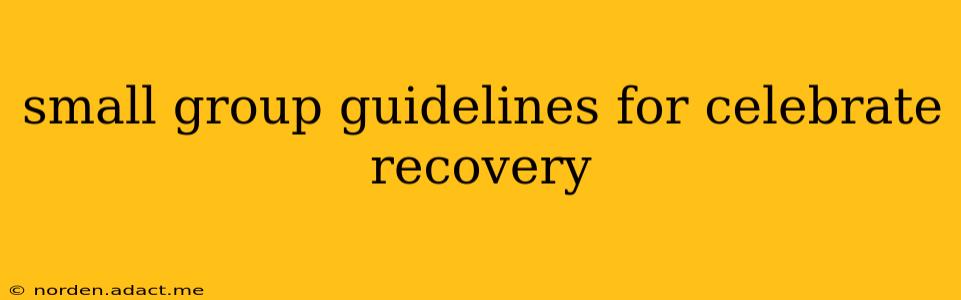 small group guidelines for celebrate recovery