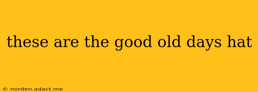 these are the good old days hat