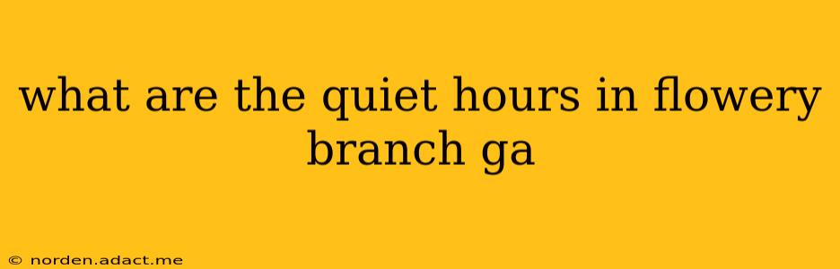 what are the quiet hours in flowery branch ga