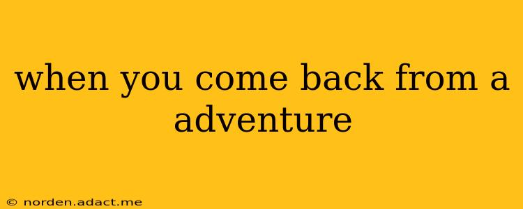 when you come back from a adventure